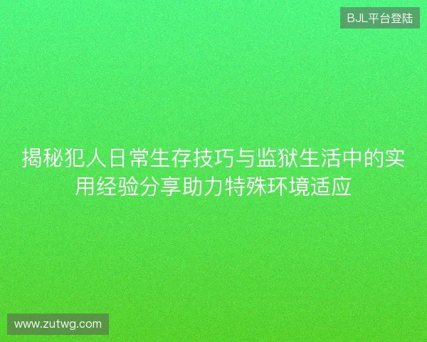 揭秘犯人日常生存技巧与监狱生活中的实用经验分享助力特殊环境适应